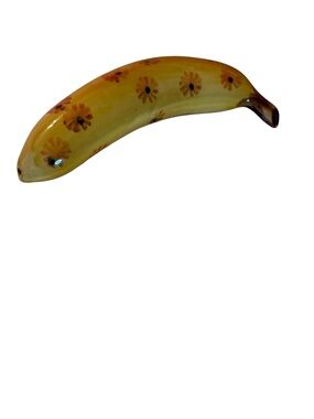 Banana Yellow Decorative Ceramic with Brown Flowers